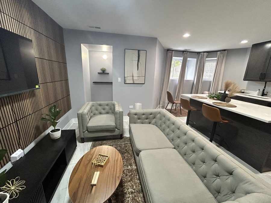 Four Hands warm modern living room