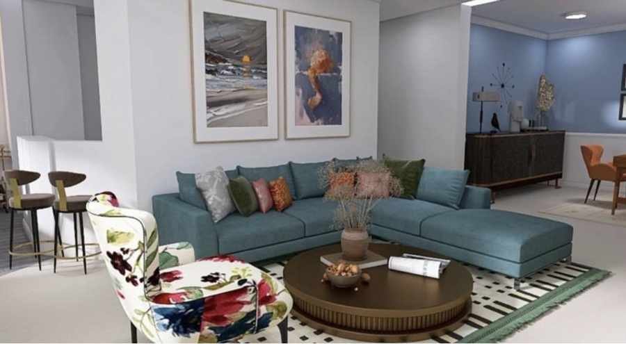 Afro-Luxe interior design rendering